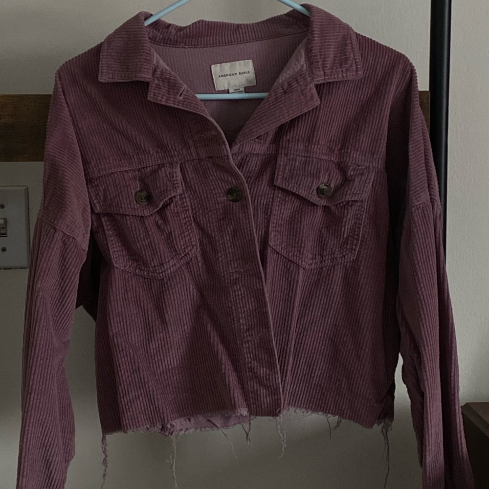 purple corduroy cropped jacked